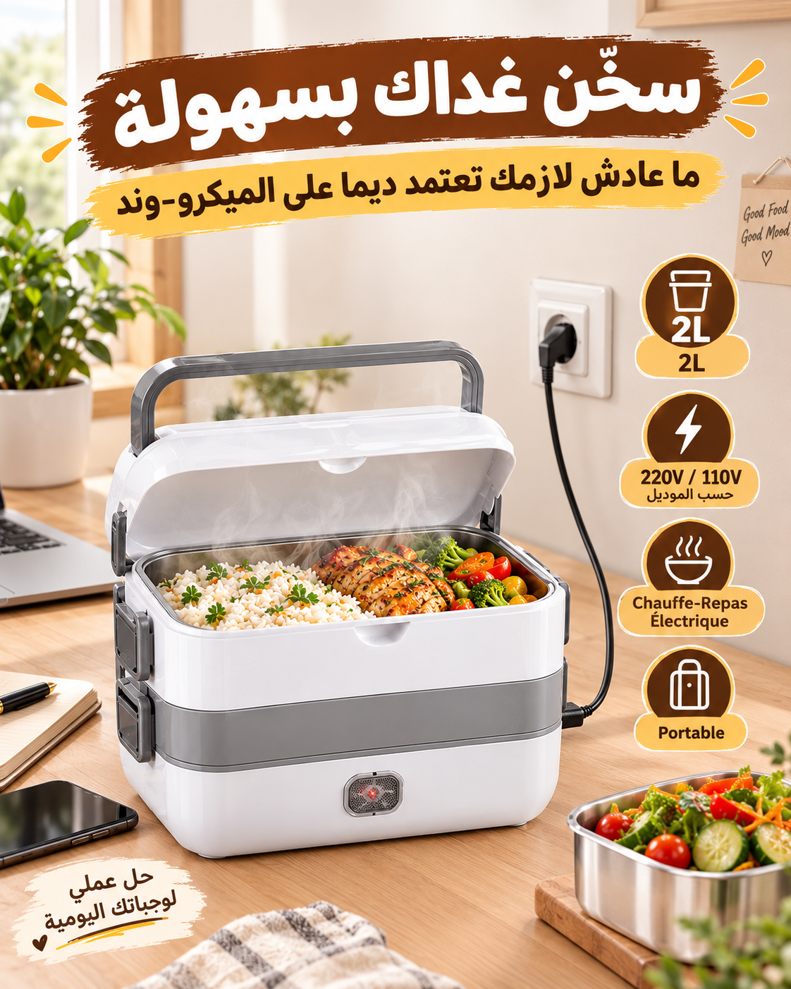 Chauffe-Repas Électrique Portable 2L