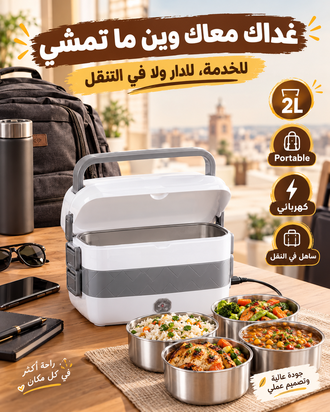 Chauffe-Repas Électrique Portable 2L